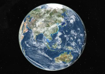Globu Iliyozingatia Asia na Oceania, Picha ya Satelaiti ya Rangi ya Kweli